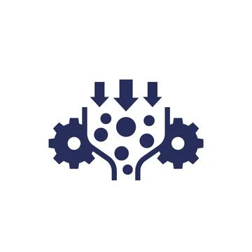 Bottleneck analysis icon with gears on white イラスト素材