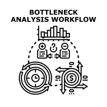 Bottleneck analysis workflow for business process efficiency Stock Illustration