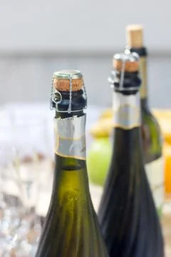 Bottleneck Champagne three objects Stock Photos