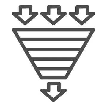 Bottleneck chart line icon. Consumption pyramid, funnel diagram symbol, outline イラスト素材
