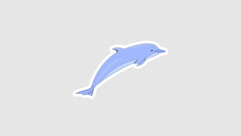 Bottlenose dolphin jumping digital sticker animation Stock Footage 332222687