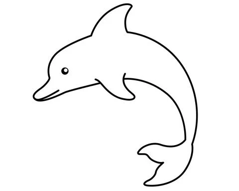 Bottlenose dolphin - vector stylized linear picture for coloring pages, logo Stock Illustration