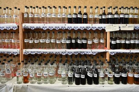Bottles with alcohol Stock-Fotos