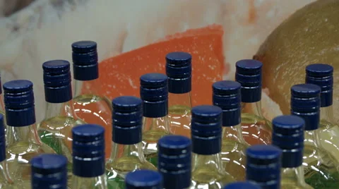Bottles of alcoholic drink close-up Stock Footage 67980558