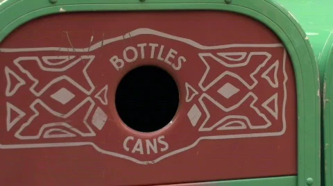 Bottles and cans recycle bin - HD  Stock Footage 569291