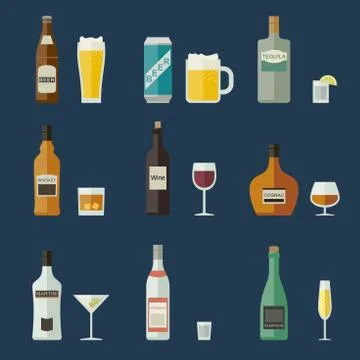 Bottles and glasses. Stock Illustration