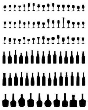 Bottles and glasses Stock Illustration