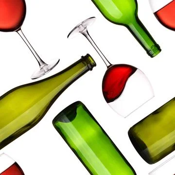 Bottles and glasses seamless pattern Seamless pattern - Bottles and glasse... Stock Photos