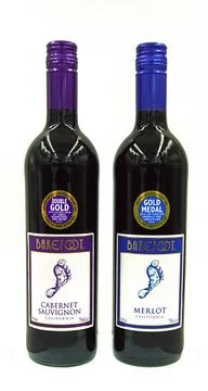 Bottles of Barefoot red wines Stock Photos