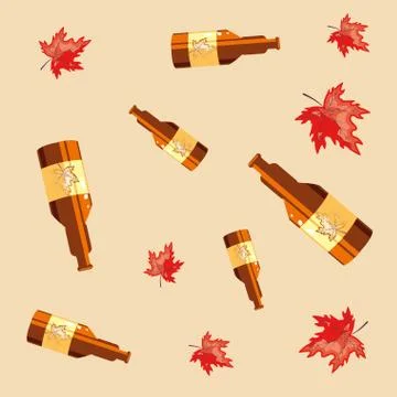 Bottles beers oktoberfest pattern background Stock Illustration