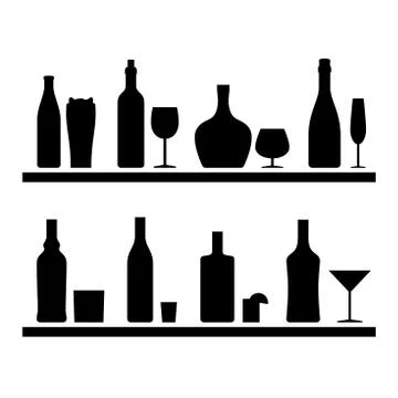 Bottles black silhouettes. Stock Illustration