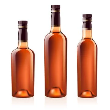 Bottles of cognac (brandy). Vector illustration. Stock Illustration