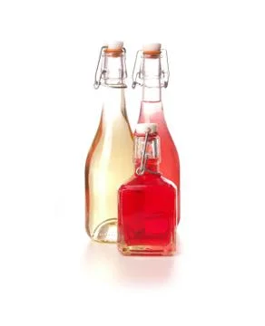 Bottles of cold juice Stock Photos