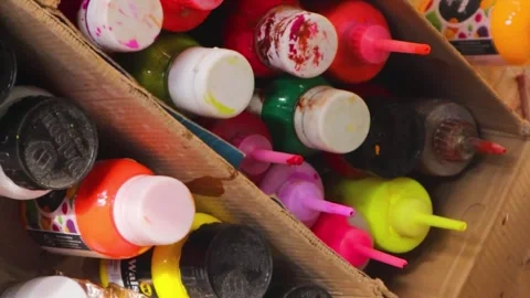 Bottles of color in box Video stock 249744804