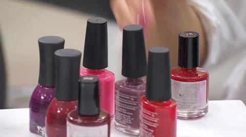 Bottles Of Colored Nail Polish Stock Footage 59575820