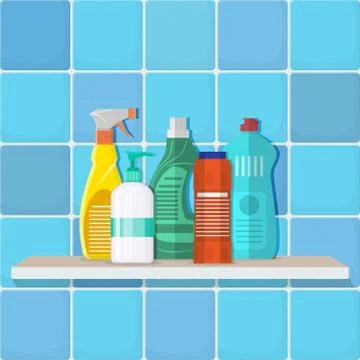 The bottles of detergent, washing powder Stock Illustration