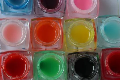 Bottles with different colors for drawing Stock Photos