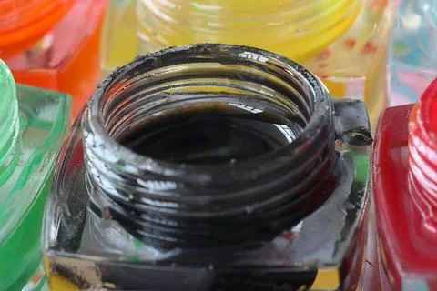 Bottles with different colors for drawing Stock Photos