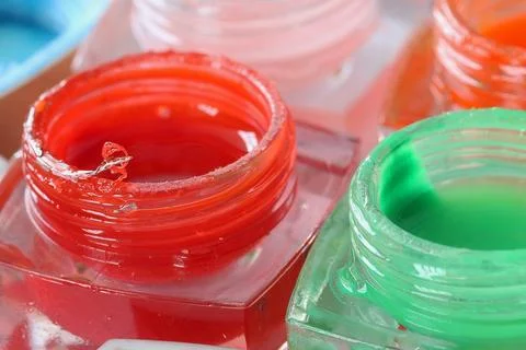 Bottles with different colors for drawing Stock Photos