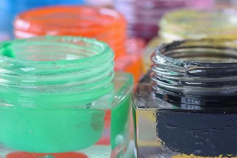 Bottles with different colors for drawing Stock Photos