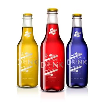 Bottles with different drinks, isolated on white Bottles with different dr... Stock Photos
