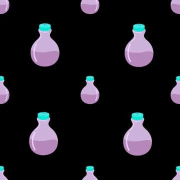 Bottles with Elixir seamless pattern Stock Illustration