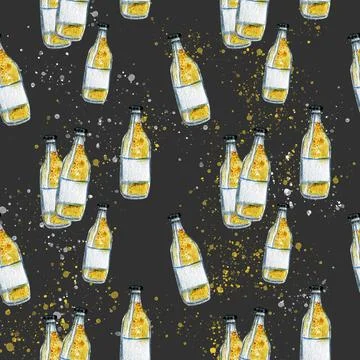 Bottles of fizzy drink with bubbles pattern Stock Illustration