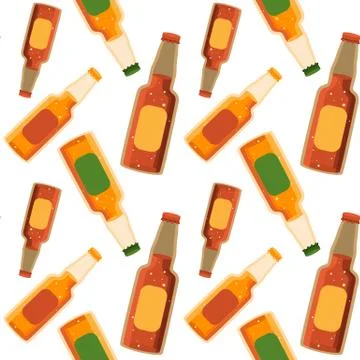 Bottles full of beer seamless pattern Stock Illustration