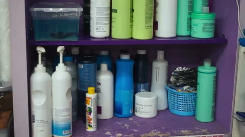 Bottles with gel and paint Stock Footage 87449115