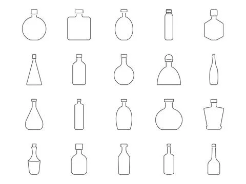 Bottles Icons Set. Editable Stroke. Simple Icons Vector Collection Stock Illustration