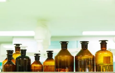 Bottles in laboratory Stock Photos