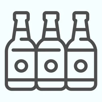 Bottles line icon. Three empty glass bottles vector illustration isolated on Stock Illustration
