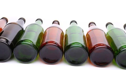 Bottles lying in perspective Stock Photos