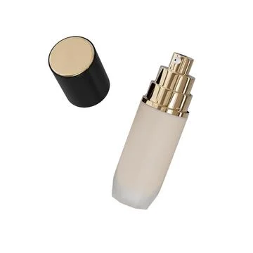 Bottles of makeup foundation flying in the air on White background 3D reali.. Stock Illustration