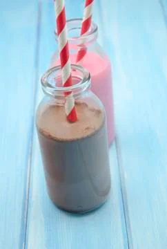 Bottles of milk Stock Photos