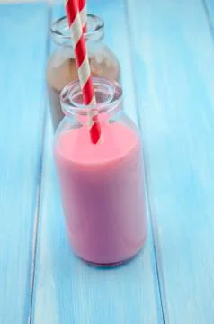 Bottles of milk Stock Photos