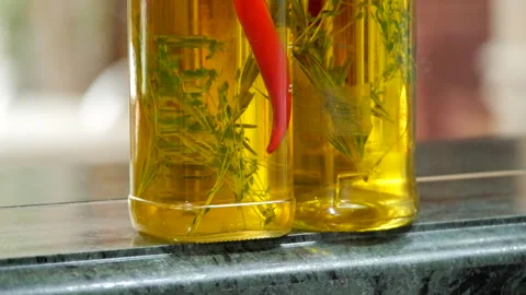 Bottles of Olive Oil Stock Footage 132107393