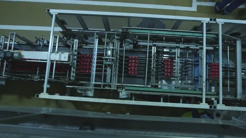 Bottles on packing conveyor Video stock 93798829