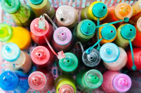 Bottles of paint Stock Photos