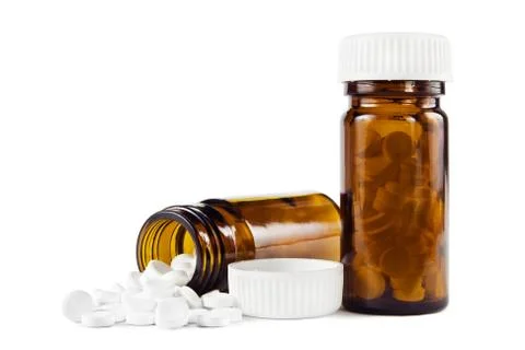 Bottles with pills Foto stock