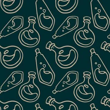 Bottles of potion seamless pattern Stock Illustration