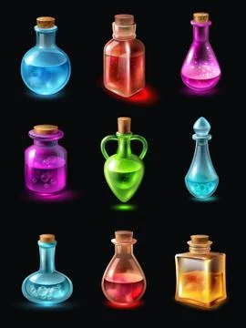 Bottles With Potion Set Stock Illustration