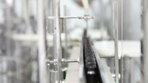 Bottles on a production line Stock Footage 37388466