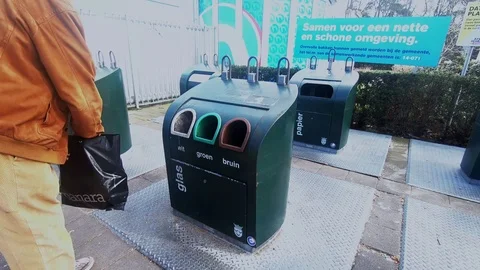 Bottles for recycling in container Stock Footage 105150569