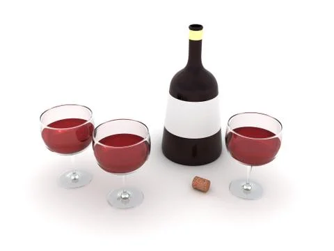 Bottles of red isolated on white background. Stock Illustration