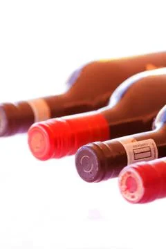 Bottles of red wine Stock Photos