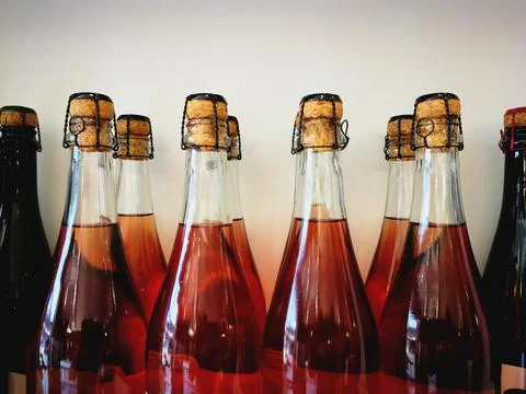Bottles of red wine Stock Photos