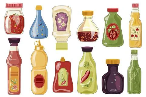 Bottles of Sauces Set 库存插图