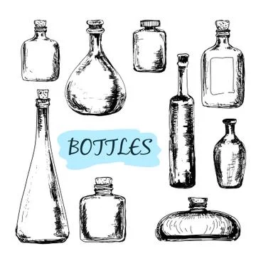 Bottles. set of illustrations Stock Illustration