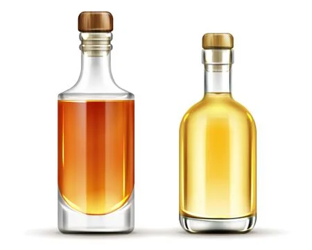 Bottles set of tequila, whiskey, bourbon drinks Stock Illustration